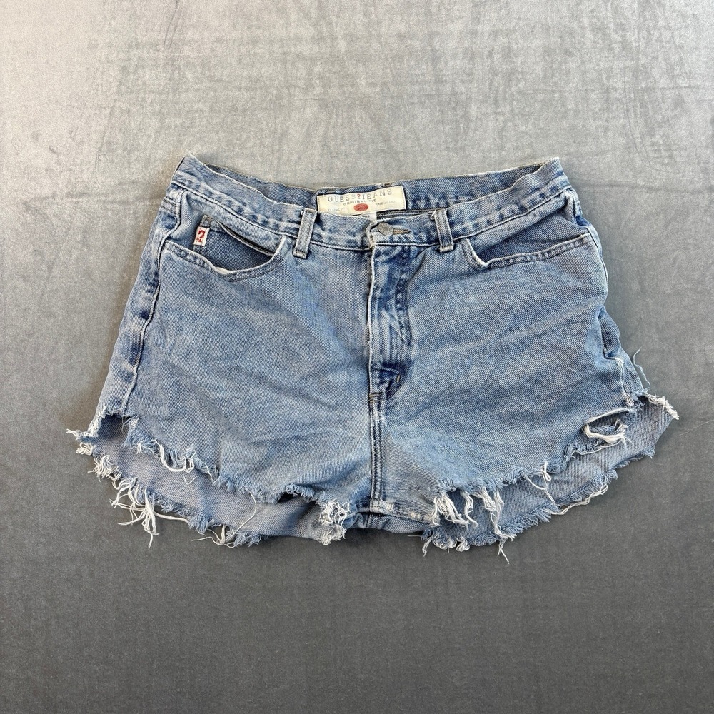 Vintage Guess Denim Cut Off Shorts Light Wash‎ Size 34 (Fits Like A 30W)